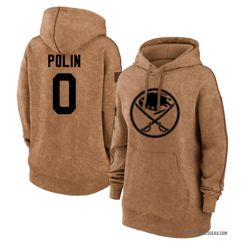 Jason Polin Women's Brown Buffalo Sabres 2023 Salute to Service Pullover Hoodie