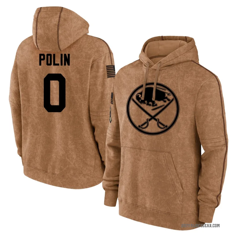 Jason Polin Youth Brown Buffalo Sabres 2023 Salute to Service Club Pullover Hoodie