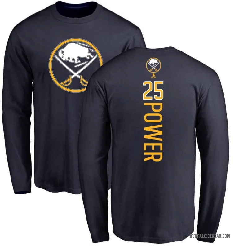 Owen Power Youth Navy Buffalo Sabres Backer Long Sleeve T-Shirt -